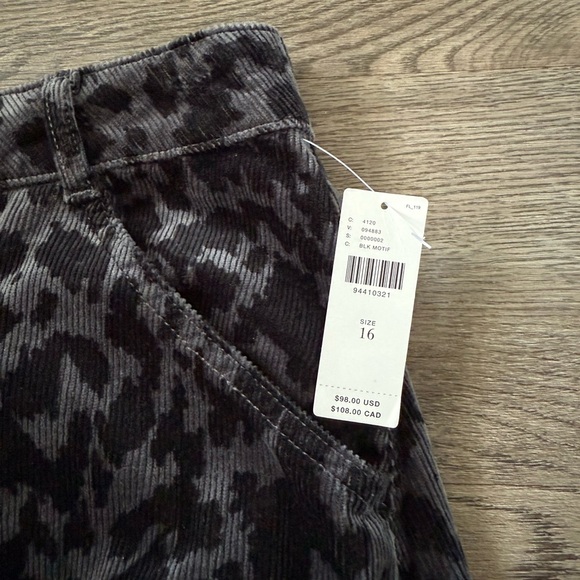 Anthropologie Pilcro Corduroy Mini Skirt Size 16 - Black/Gray Animal Print - NWT - Picture 12 of 13